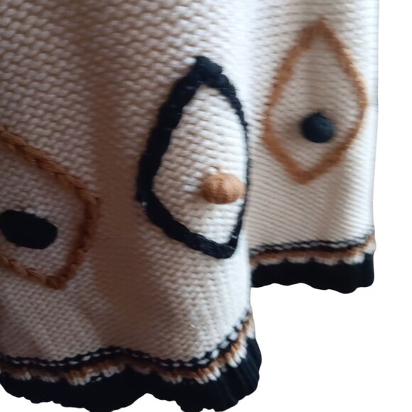 Vintage Women's Large Sweater 1970's Groovy Boho Ski Bunny Long Sleeve Knit - Picture 7 of 11